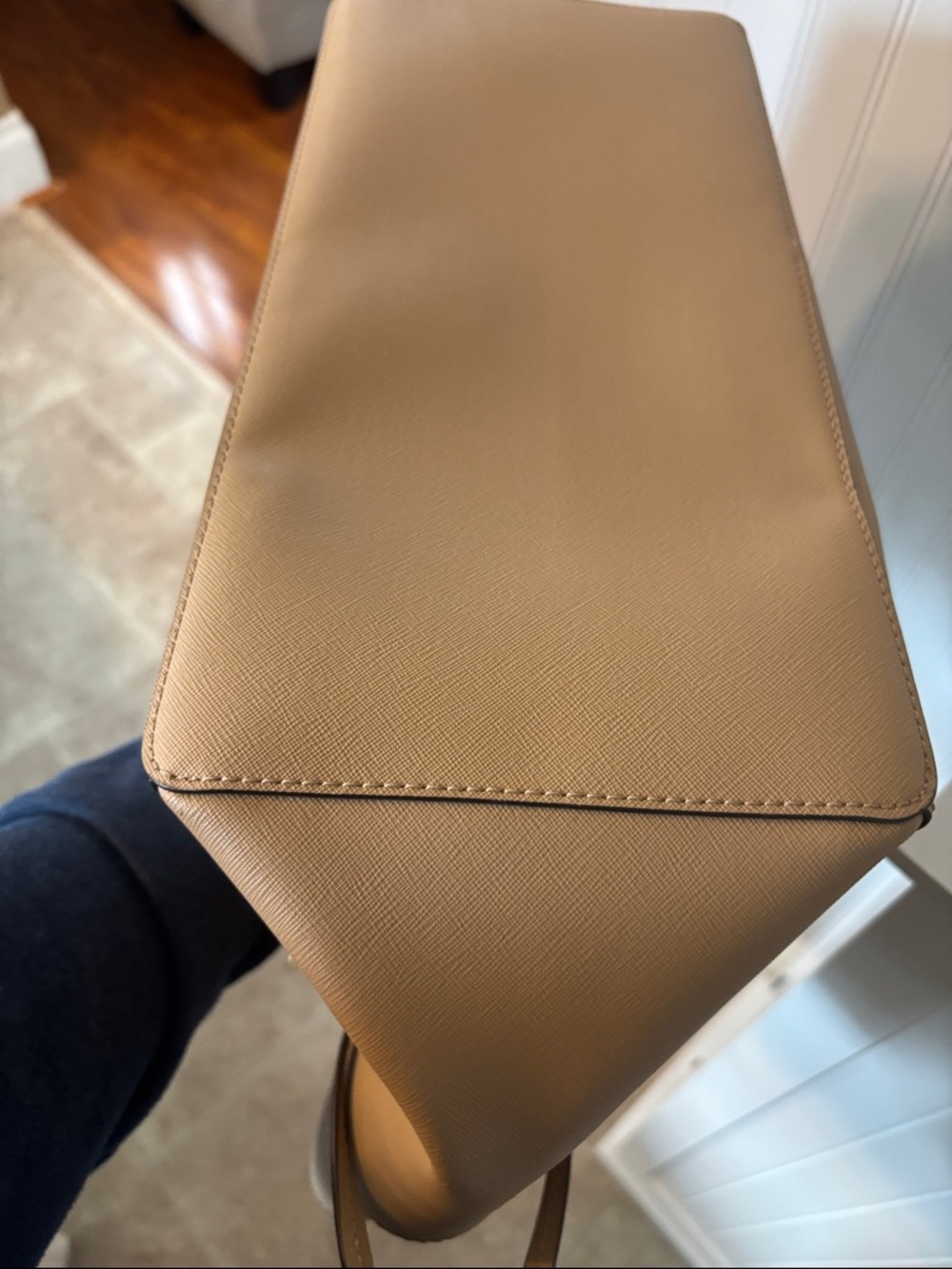 Michael Kors Gilly Camel Leather Tote with Gold MK Charm - Picture 15 of 16